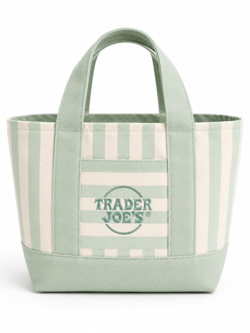 Trader Joe's Limited Edition Seafoam Green Mini Stripe Tote—Summer ‘26 Collector - Picture 2 of 8